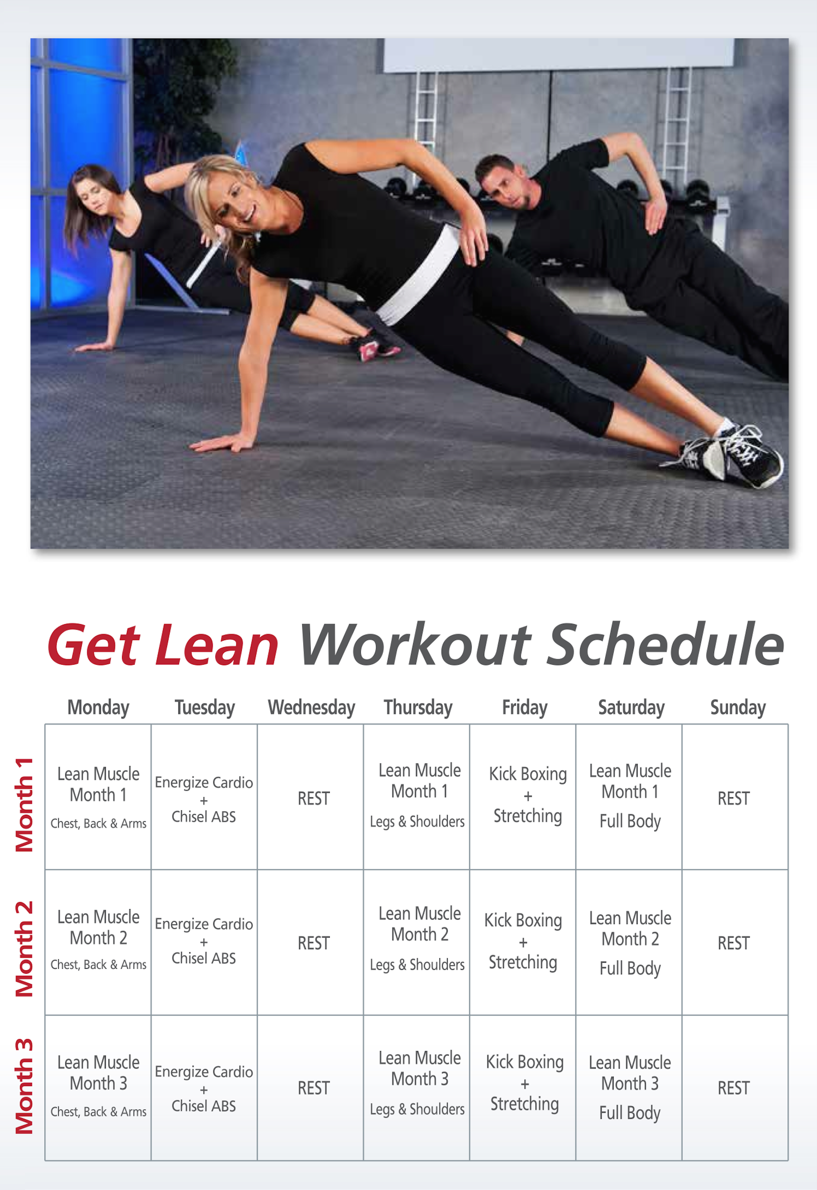 Lean workout, Workout schedule, Transformation body